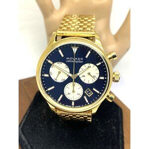 Movado Men's Watch 3650150 Heritage Chronograph Swiss Quartz Gold Steel 43mm